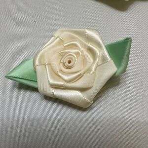 Handmade 2" Satin Rose w/leaf For Sewing Crafting Applique Fabric‎ Roses